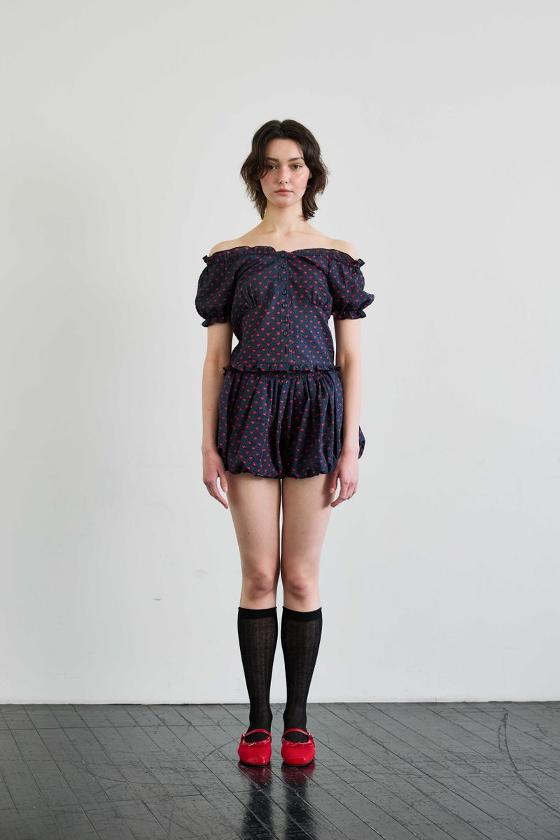 MINI HEART TWO WAY BLOUSE / NAVY