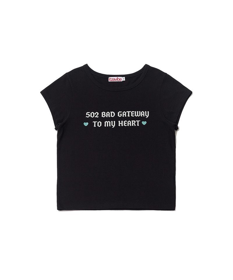 502 GLITTER LETTERING T SHIRT - BLACK