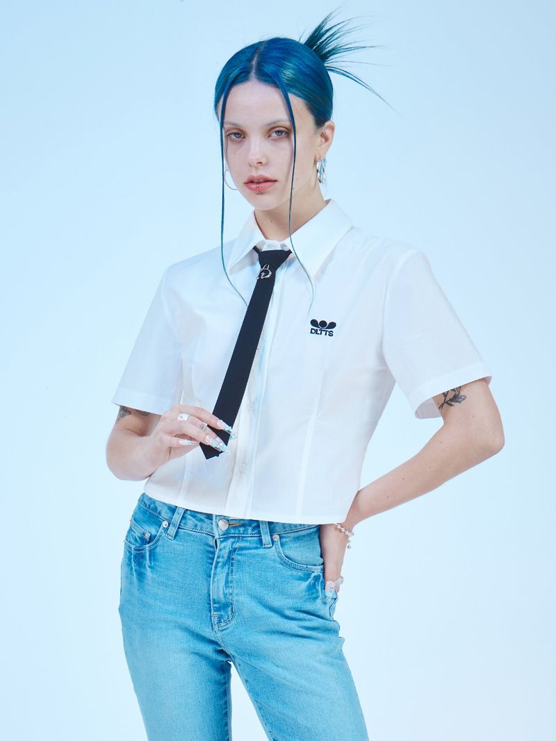 DILETTANTISME(ディレッタンティズム)の「CROP SHORT-SLEEVES COTTON SHIRTS(WH)(Tops)」