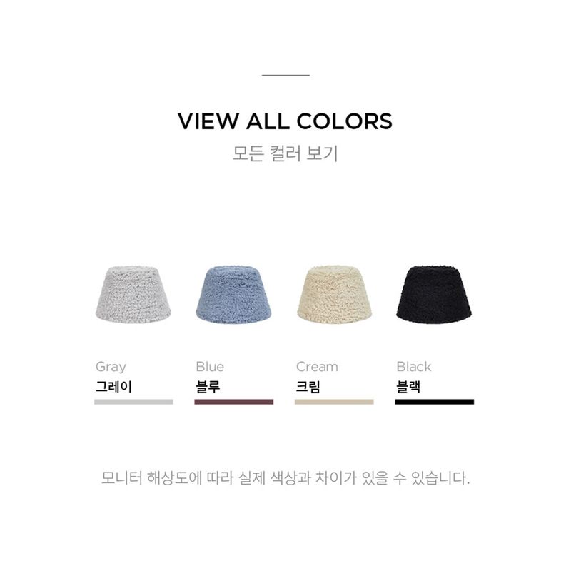 Fur Long Label Boucle Drop Bucket Hat Black