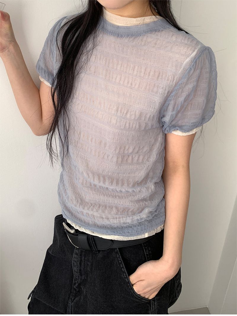 SHEER PUFF BLOUSE (4C)