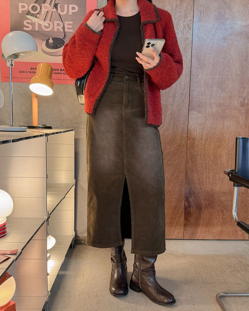 Corduroy long skirt
