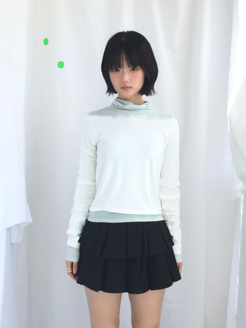 double frill pleated skirt