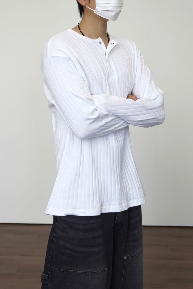 simple line henry neck long-sleeve 3C