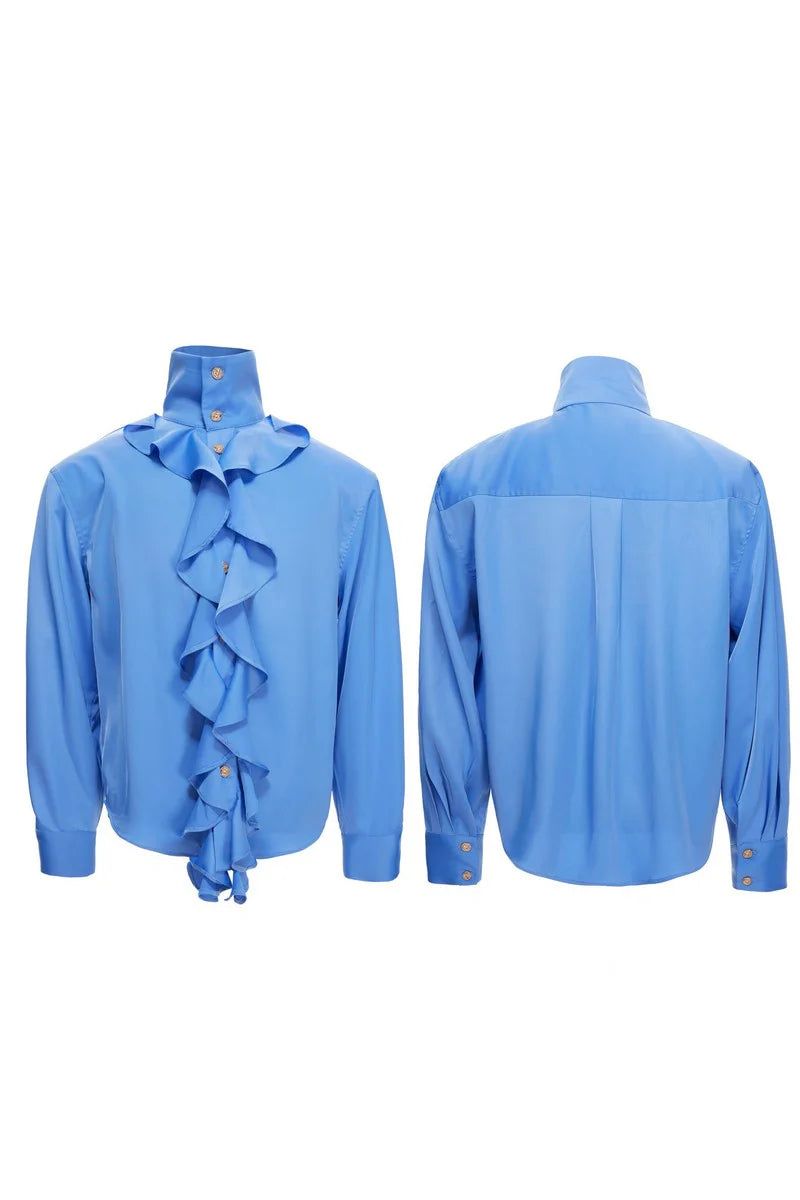 Argue Cultureの「Silky Ruffle Brass Button Shirt(Tops)」