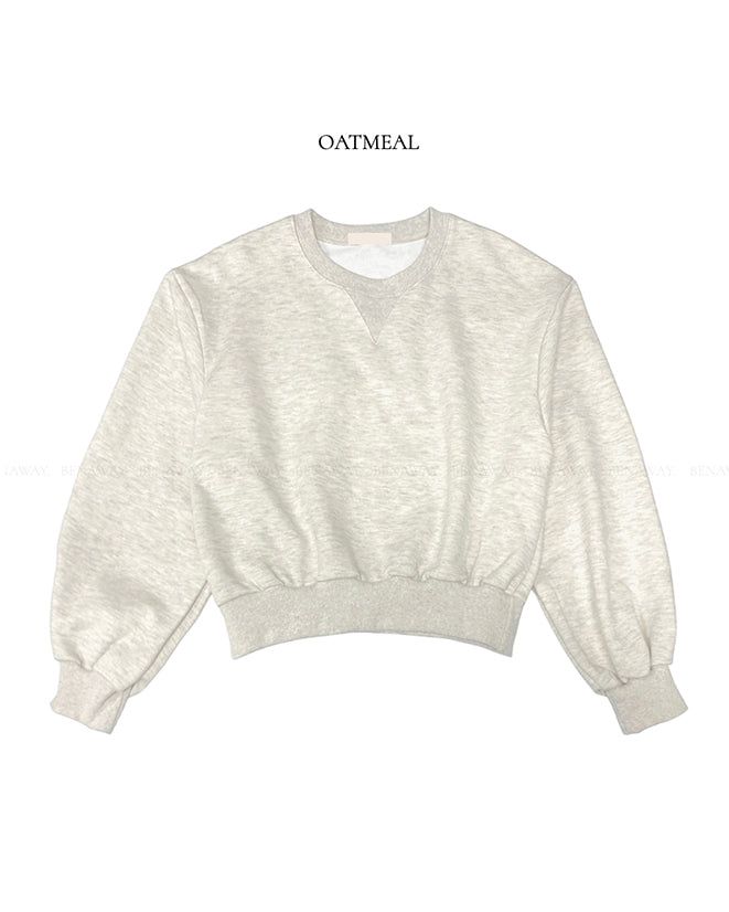 Burnt Overfit Balloon Crop Sweatshirts 4C