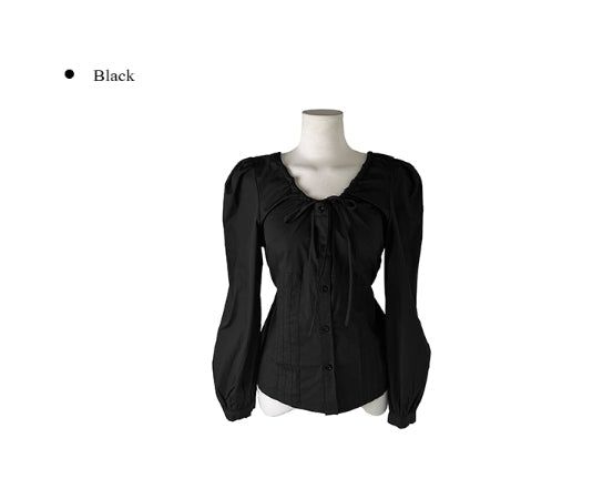 Kersey Ribbon Puff Pintuck Blouse
