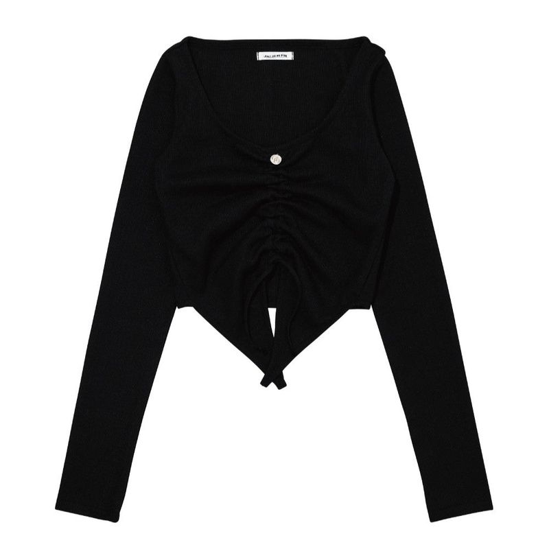 Don't Ask My Plan (DAMP)(ドントアスクマイプラン)の「LILY SHIRRING STRING TOP_BLACK(Tops)」