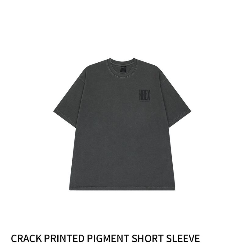 Crack Printed Pigment Short Sleeve Pigment Charcoal