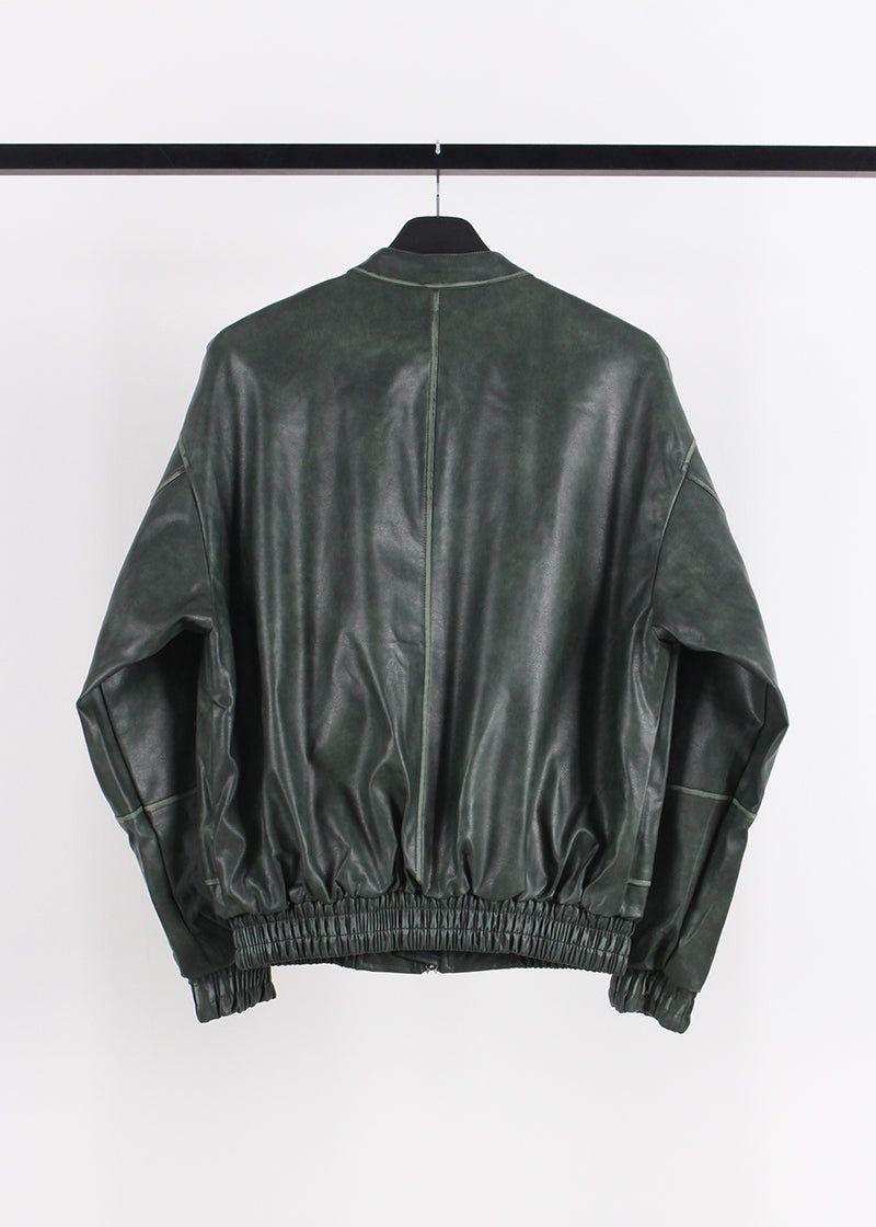 NON COLLAR LEATHER JACKET