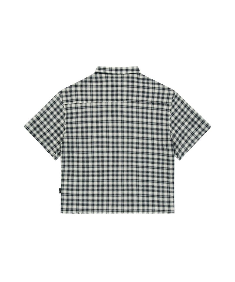 CHECK APPLIQUE HALF SHIRT