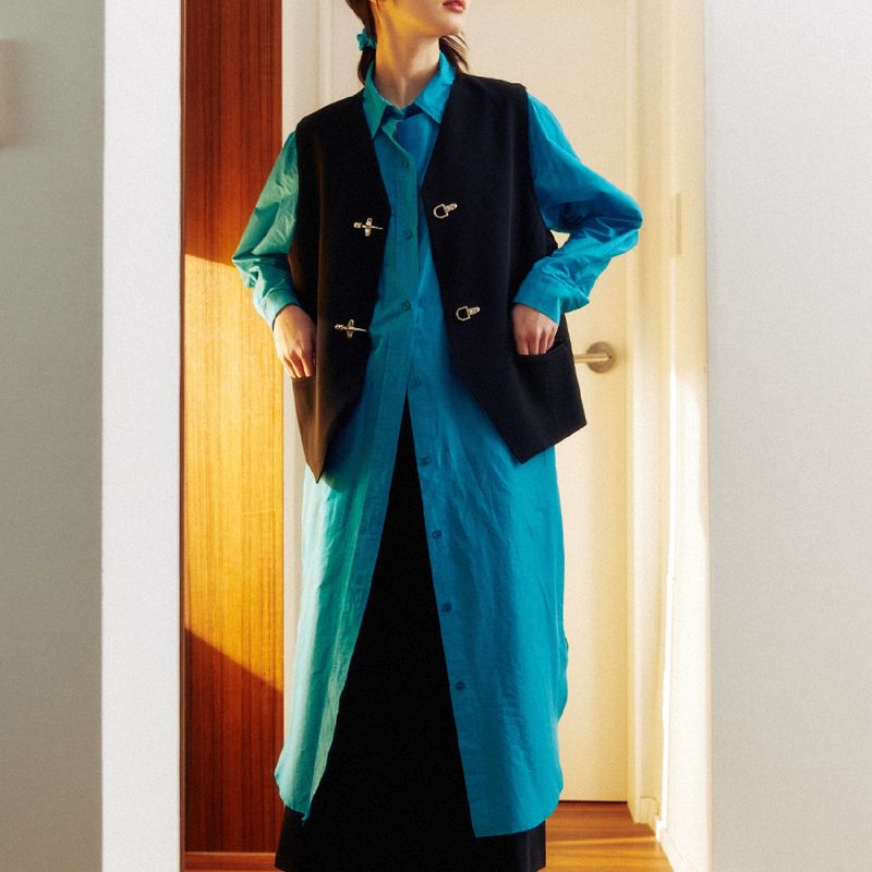 KOOKEESEE（クキシ）の「ダブルリップシャツワンピース (Blue green)（ワンピース/ドレス）」