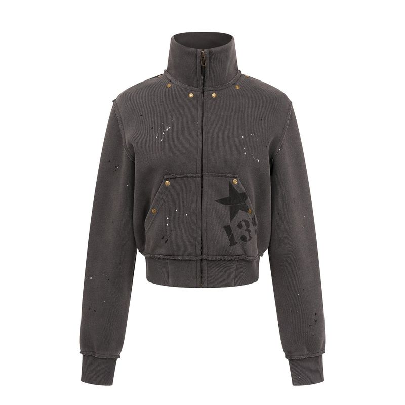 Cozy&Kitsch（コージーアンドキッチ）の「Vintage Splatter High Neck Zip-up 232818686（Tops）」