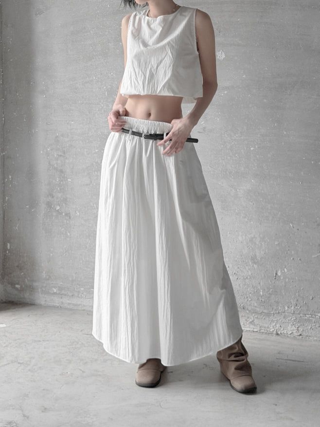 Cloud Nylon Belted Skirt