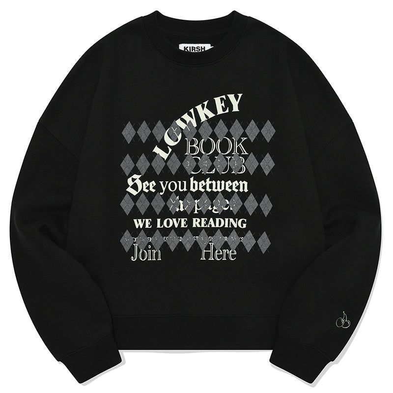 LOWKEY BOOK CLUB ARGYLE PATTERN SWEATSHIRT [BLACK]