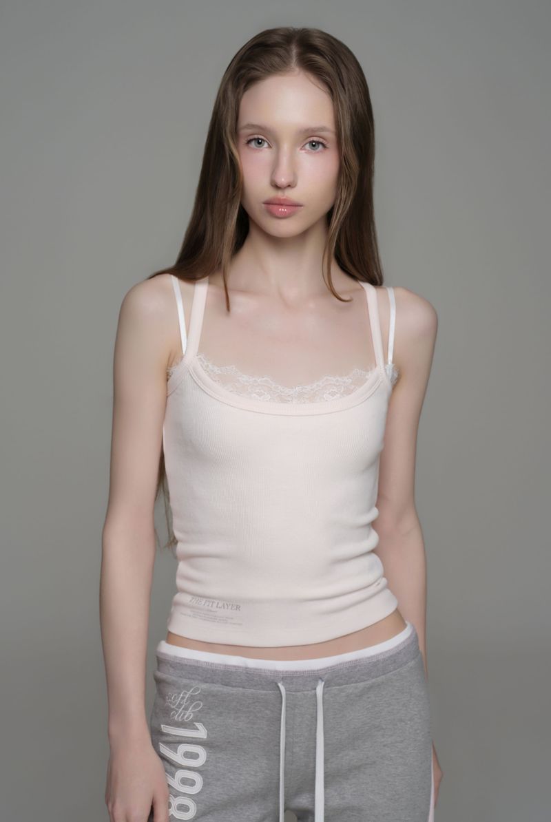 Basic fit layer sleeveless top, Pink