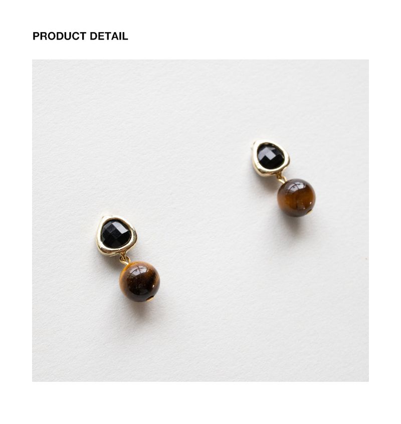 Black and brown gemstone drop earring