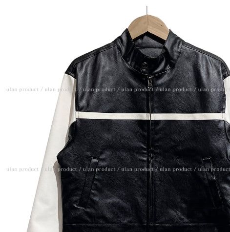 Peer One Track Crop Leather Jacket