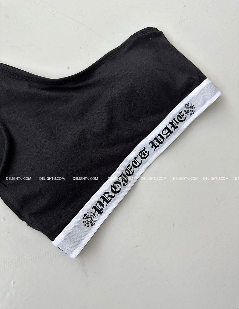 New lettering unbalanced bra top