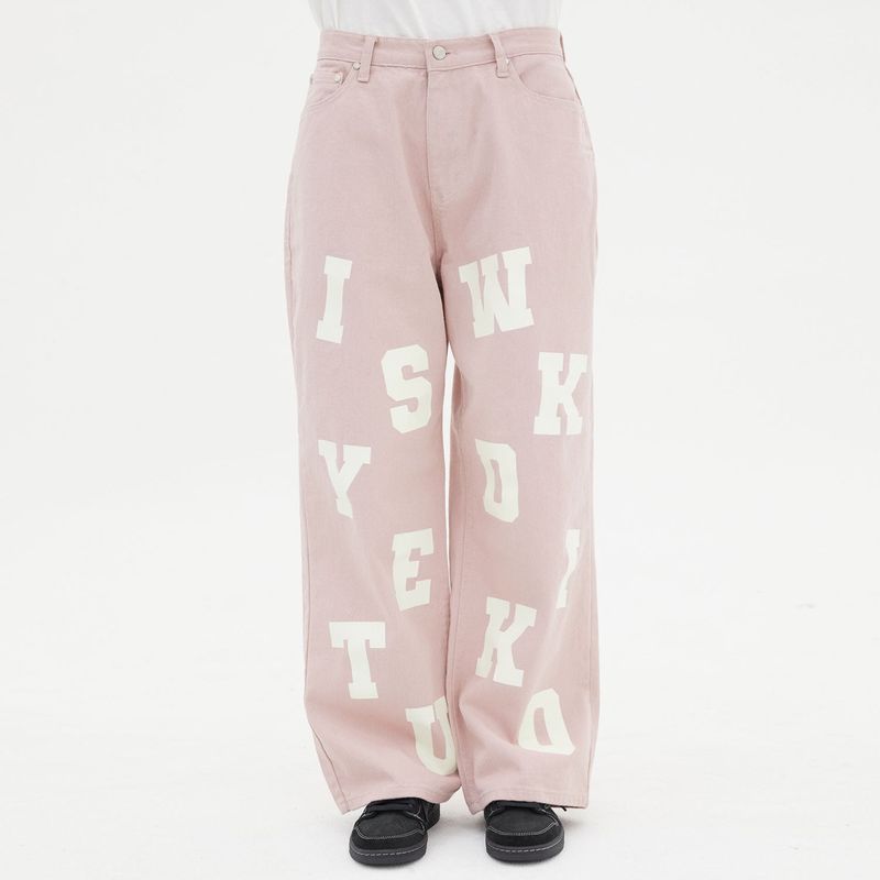 Logo printing wide pants