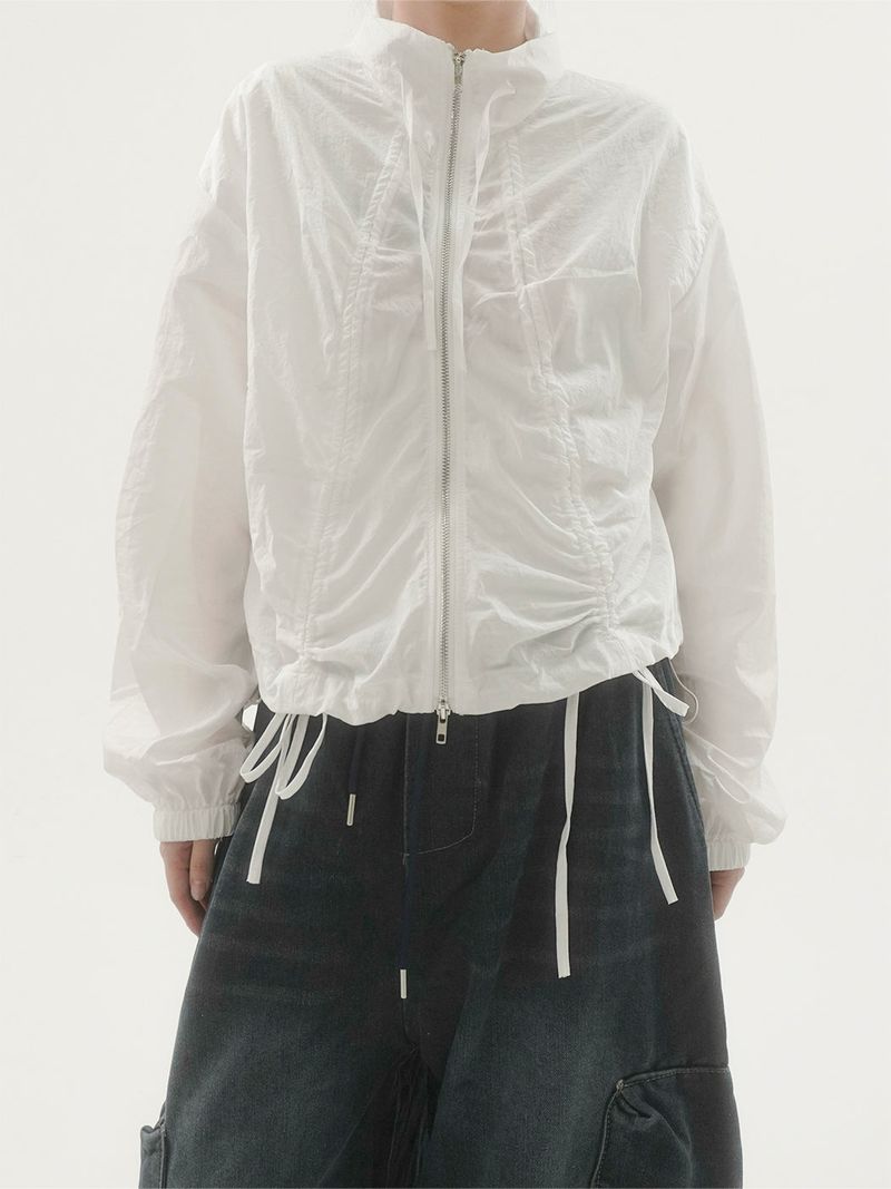 Crinkle shirring ribbon windbreaker -2C