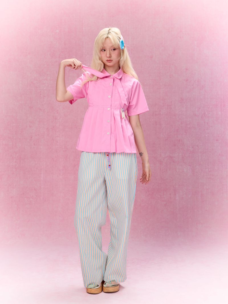 Best Day Ever Pleated Shirt (Pink)