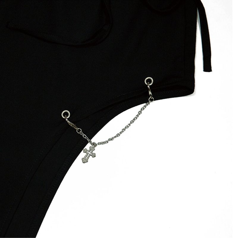 213-CHAIN&SLIT RIBBON SKIRT