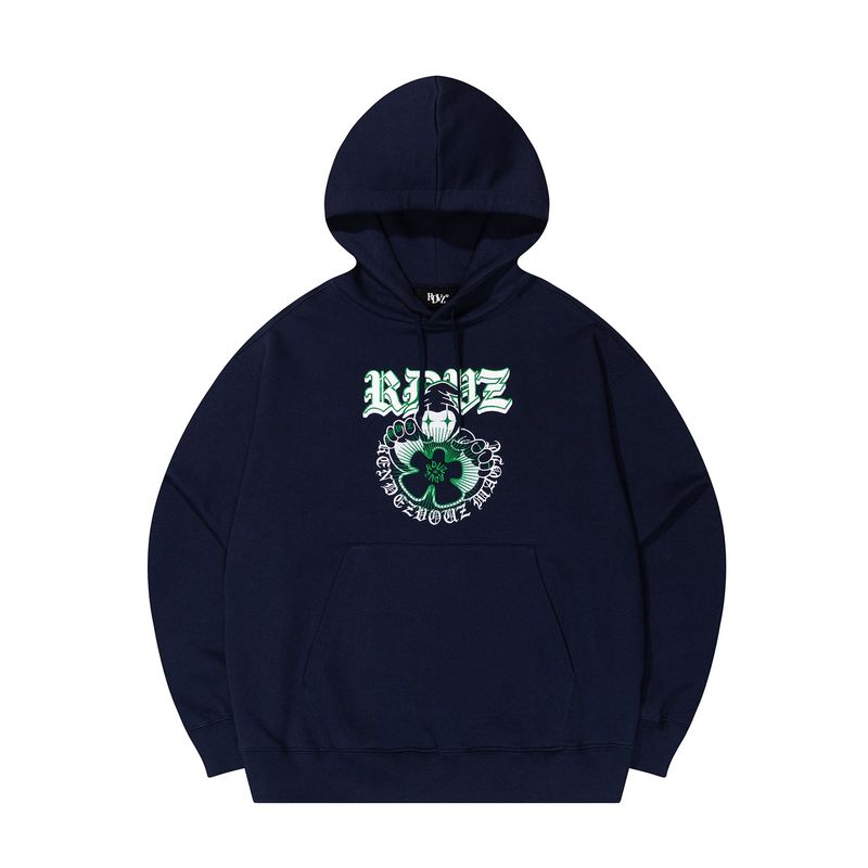 RDVZ（ランデブー）の「レザーアップリケグラフィックフーディ（トップス）」