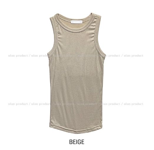 [U-BASIC] Skin Round Soft Ribbed Sleeveless