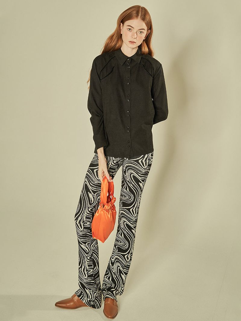 FABERFINGER(フェーバーフィンガー)の「Double Line Piping Shirt (Black)(Tops)」