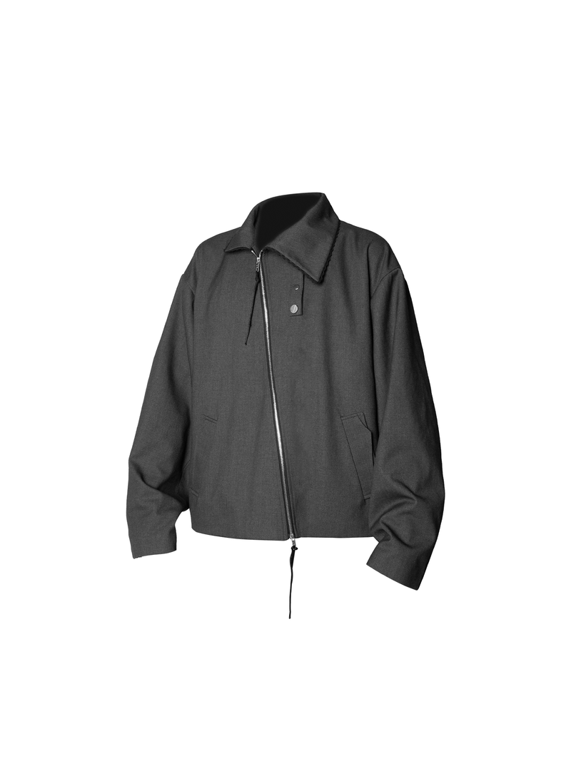 RELABEL Spatial Relations (Edges) Large Collar with Lace Trim Double-Breasted Slanted Placket Silhouette Jacket