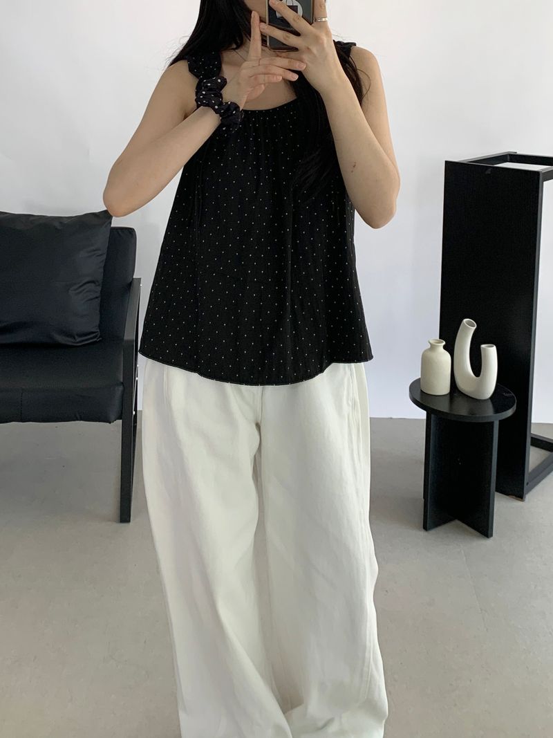 Liam Shirred Sleeveless Blouse