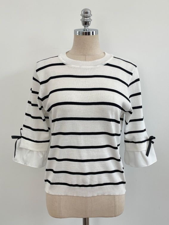 Ilon Layered Ribbon Stripe Three Quarter Knit
