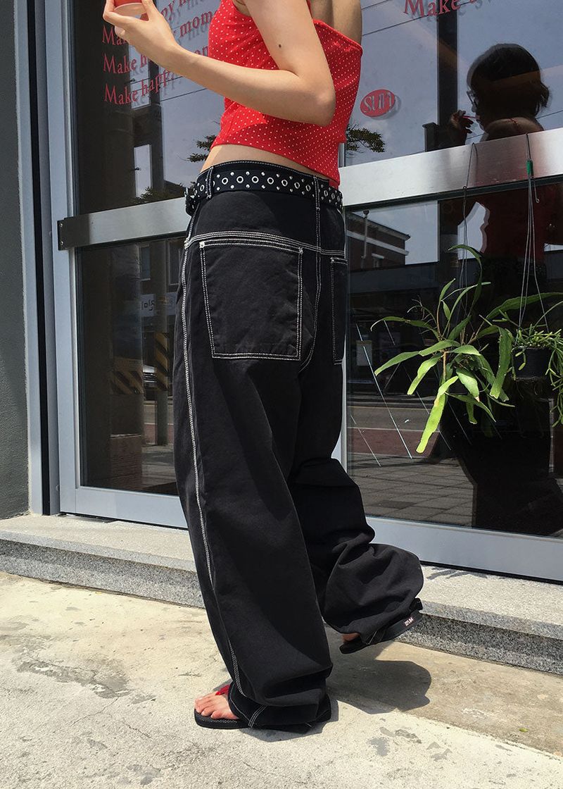 COLOR STITCH WIDE PANTS