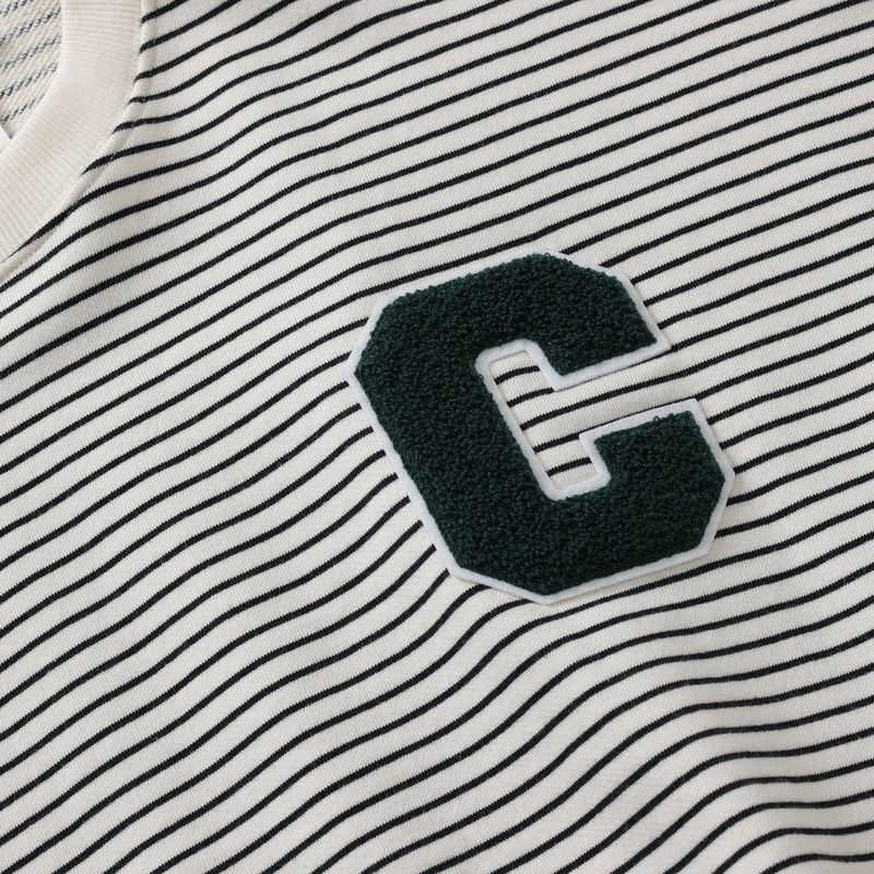 C patch Stripe Sweatshirt / Black [Unisex]