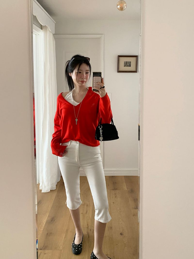 [MADE] CLIP SPAN SLIT BIKER CAPRI PANTS