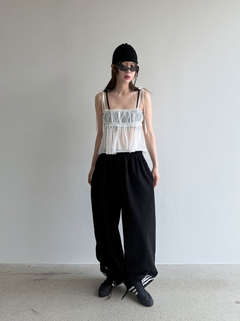 pintuck track pants