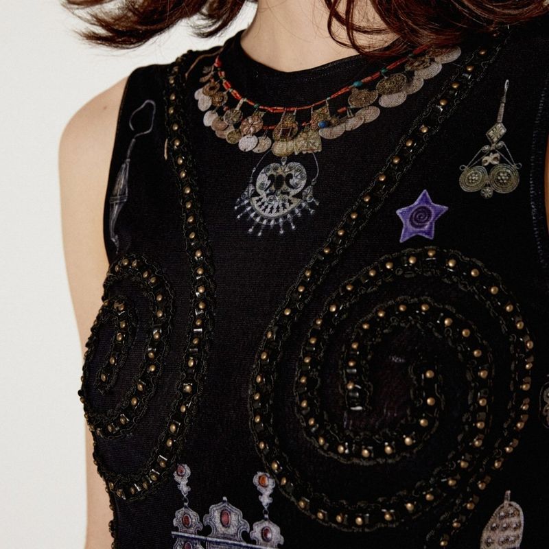 SHEISSHE/PRINTED RIBBON TANK TOP