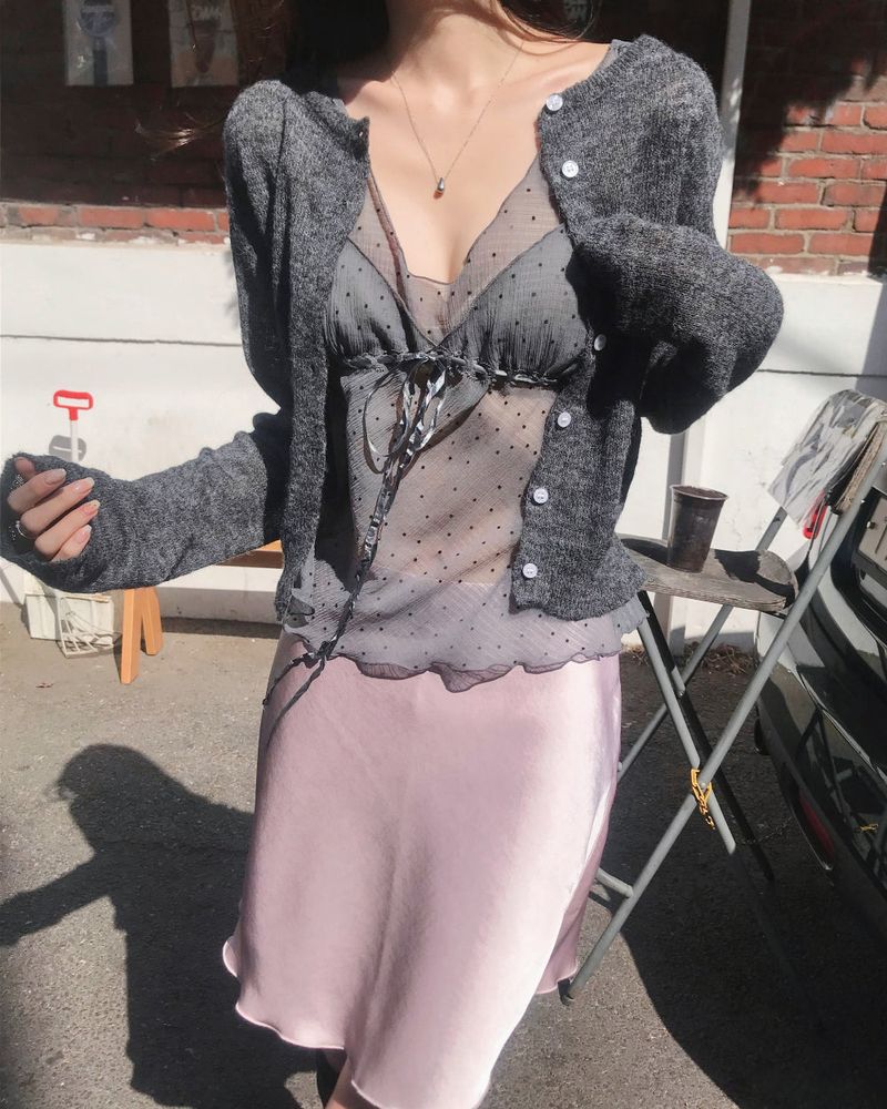 cloudemotion（クラウドエモーション）の「fair dot lace ribbon sleeveless top（Tops）」