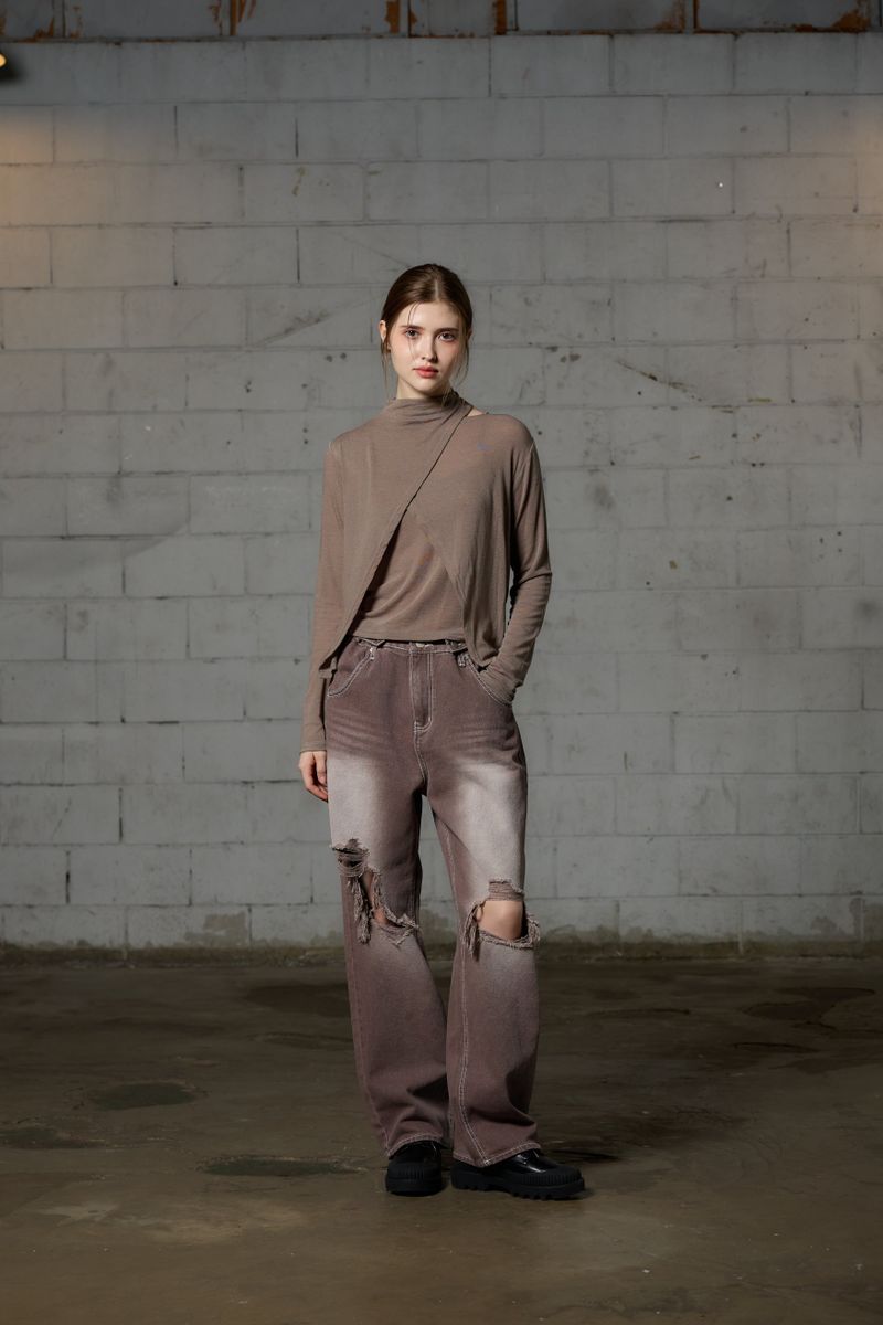 LOTUS DENIM PANTS / DARK BROWN