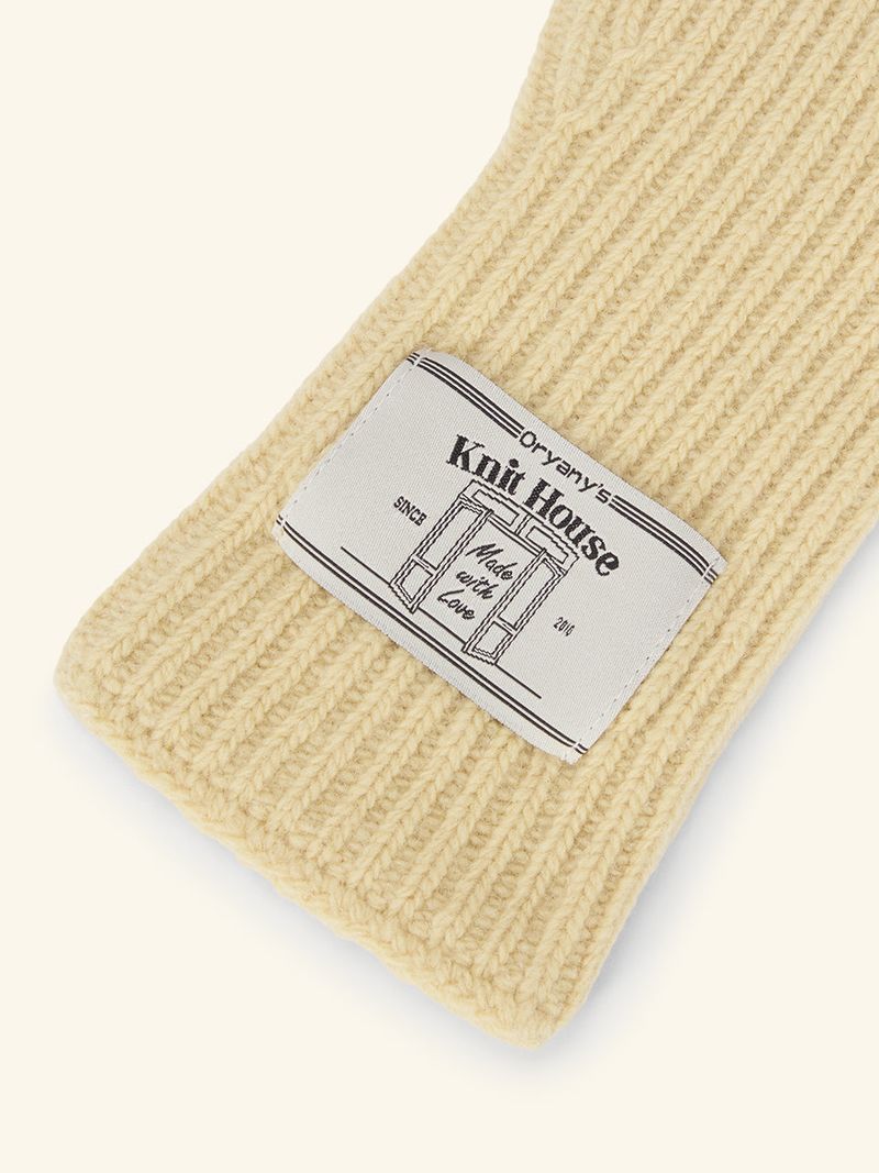 Label Finger Hole Long Glvoes
