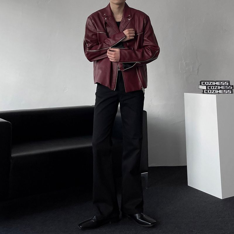 ENOC leather zipper double jacket (2 colors)