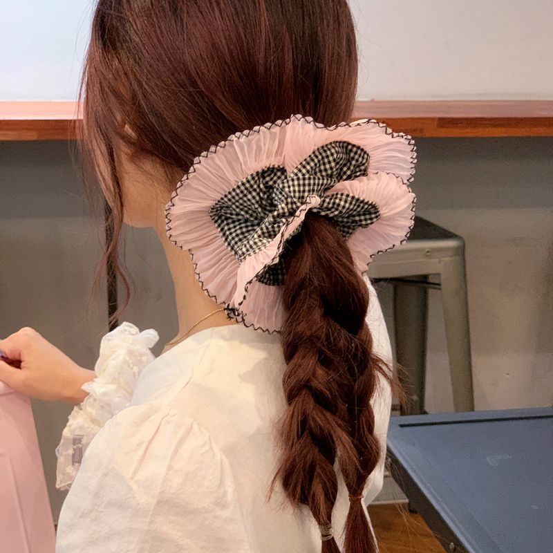 Black Mini Check & Waver Lace Scrunchies