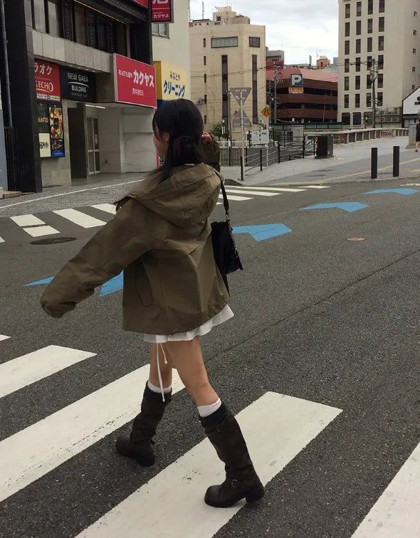 Romon String Hood Pocket Field Jacket