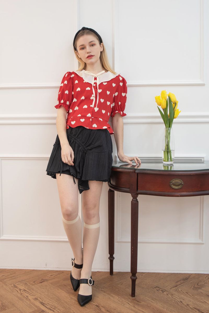 heart shirring blouse