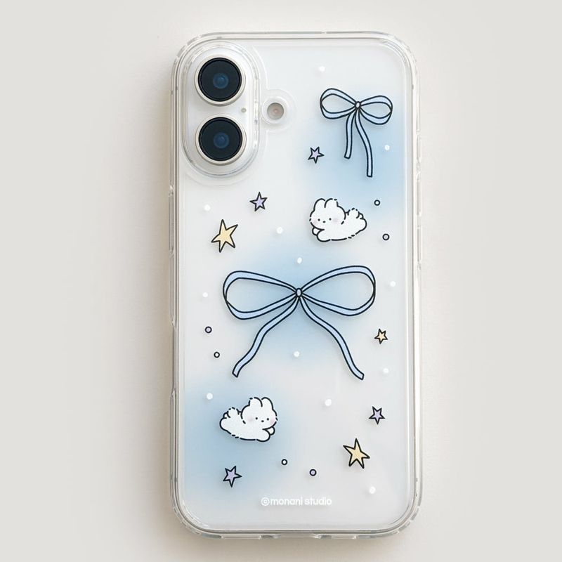 [Gel-hard] Ribbon rabbit Phone case(Blue) (only case)