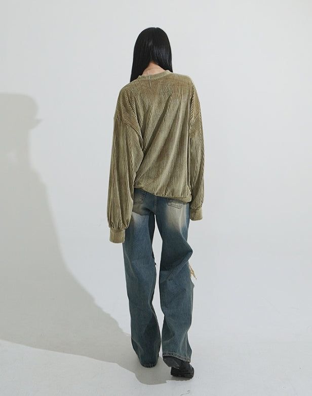 Glitter ribbed velvet top