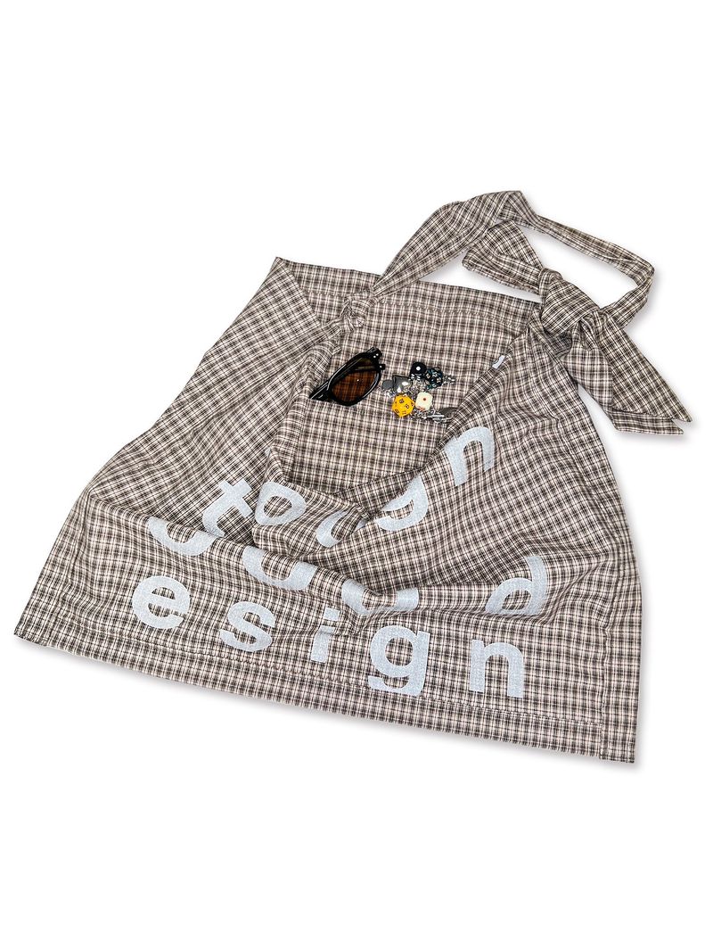 000Design Cotton Check Tie Bag / Brown