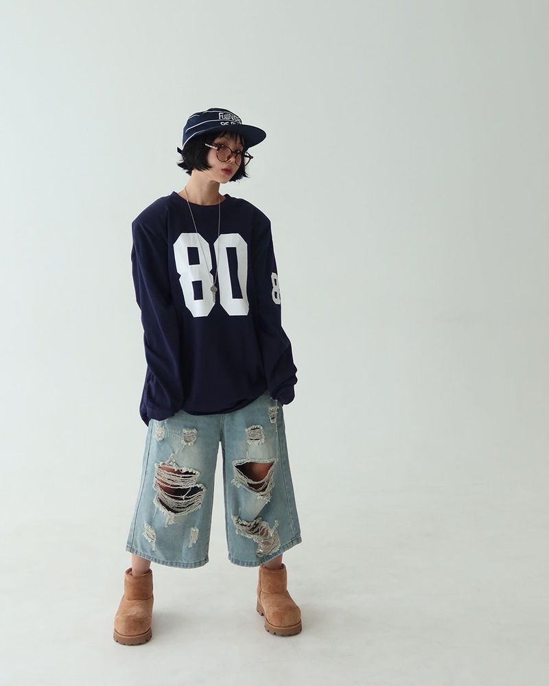 80 Number Oversized Fit Sweatshirt
