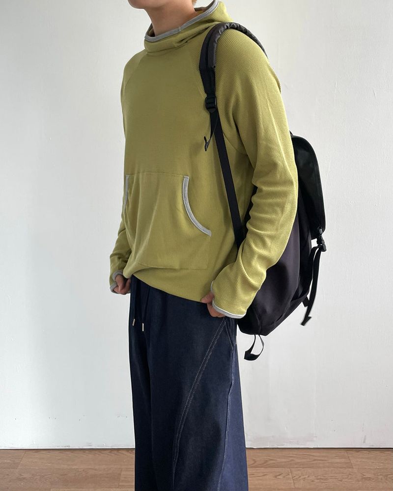 Gets High-neck Waffle Hoodie